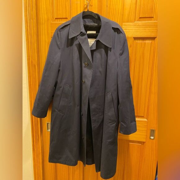Vintage London Fog Navy Raincoat Men's 3356 Removable Liner 70s 80s
